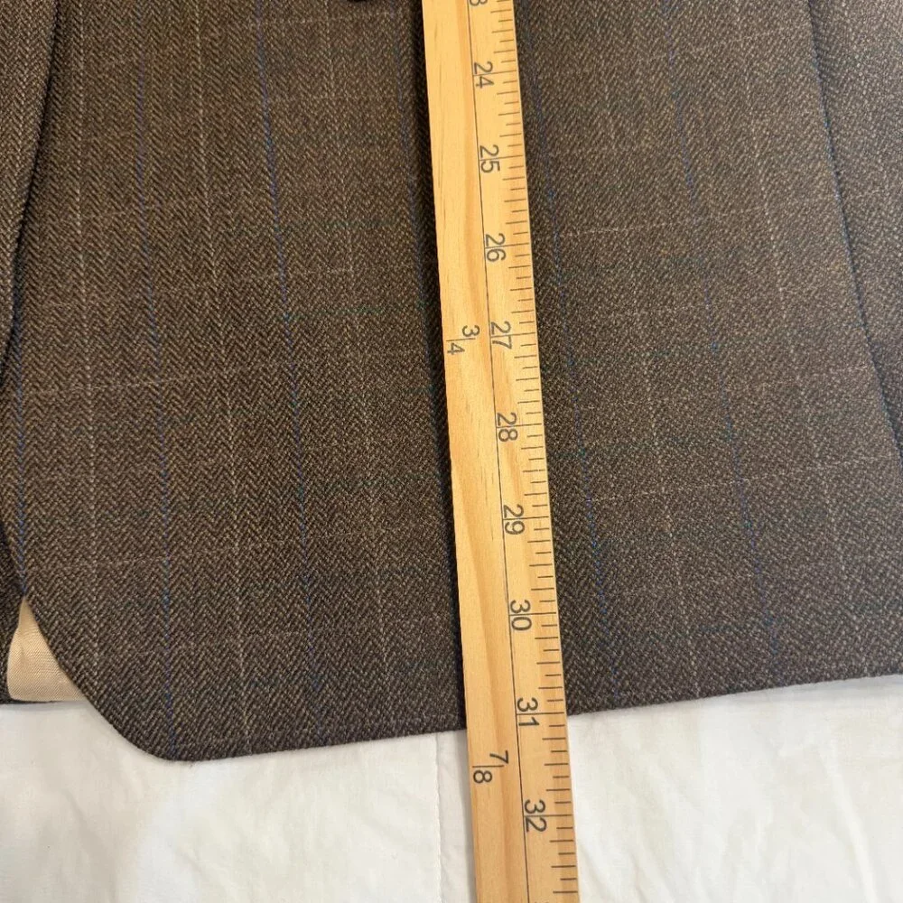 Lauren Ralph Lauren Men 43R Brown Plaid Blazer Sport Coat 100% Lambs Wool Jacket